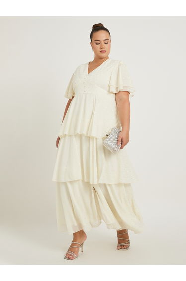 Plus Size Short Sleeves A-Line Maxi Dress