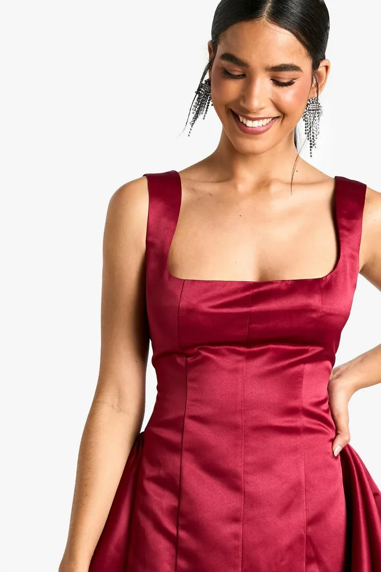 formal dresses short Cute V Neck Royal Blue Satin Short Prom Homecoming Dresses, Short Roya –  morievent main image 0