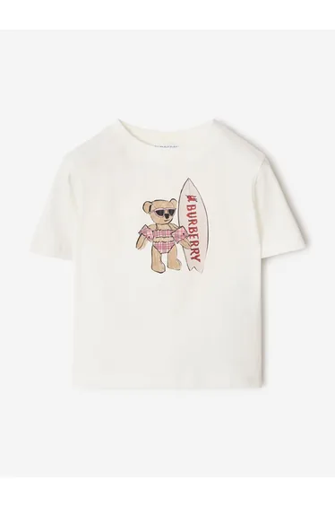 Burberry Baby Girls Mini Roxy Teddy Surf T-Shirt in Ivory