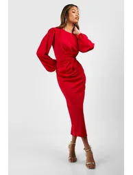Drape Side Volume Sleeve Crepe Midaxi Dress - 2