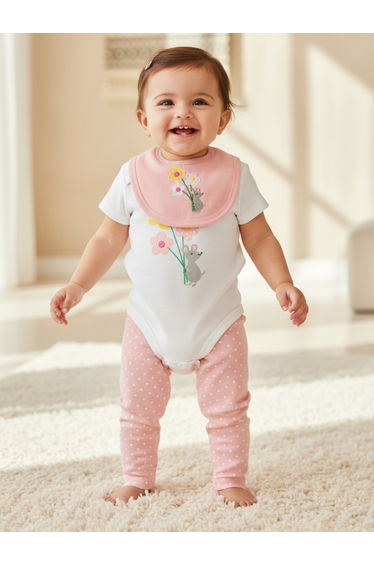 3-Piece Graphic Bodysuit, Soft Pants and Bib Set