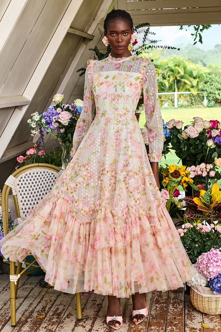 floral sequin midi dress Blue Oasis Occasion Floral Sequin Wrap Midi Dress