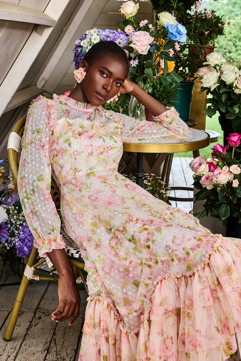 antoinette ruffled midi dress Antoinette Ruffled Midi Dress