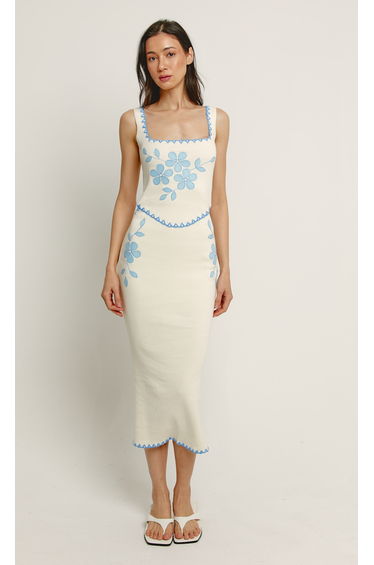 Cream Knitted Midi Dress
