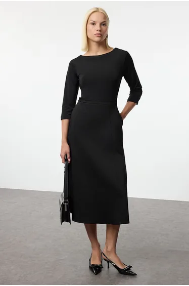 فستان ميدي - أسود