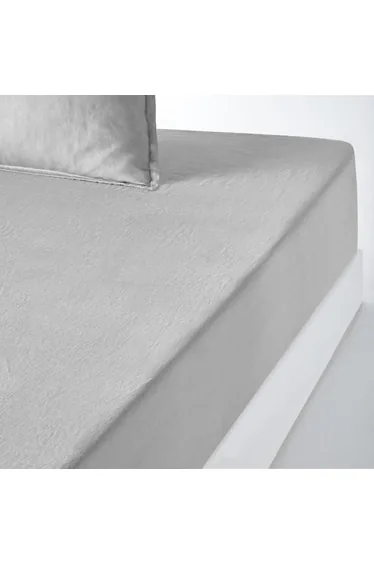 شرشف سرير كتان مغسول بحواف مطاطية ارتفاع 35 سم