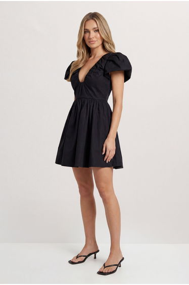Structured Babydoll Mini Dress