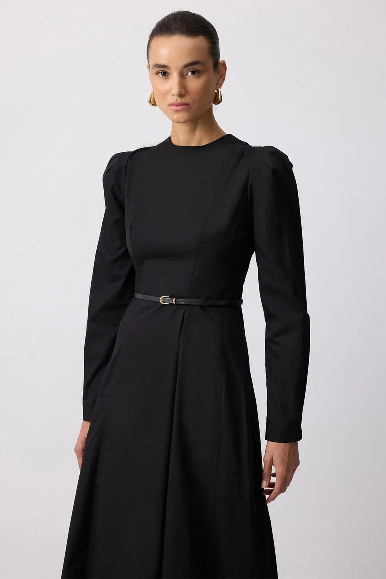 evening dresses in oman DOTED GABARDINE DRESS Touché Privé Black : Evening Dresses : VogaCloset Oman