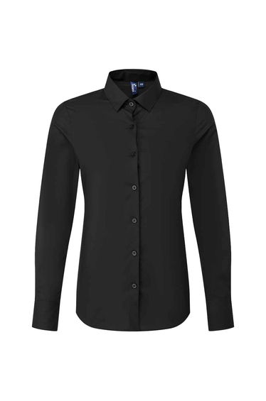 Premier Womens/Ladies Recyclight Poplin Long-Sleeved Formal Shirt - Black