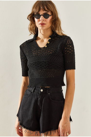 Women's Collared Knitwear Top