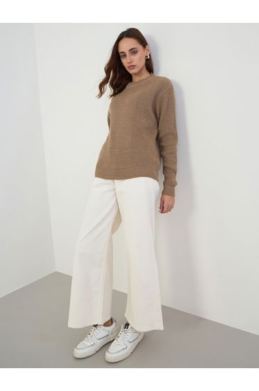 Beige Regular Fit Knit Sweater