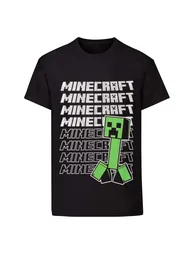 Minecraft Childrens/Kids Repeat Logo T-Shirt - Black