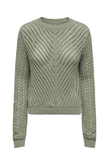 سويتر/كنزة مخرمة بياقة دائرية