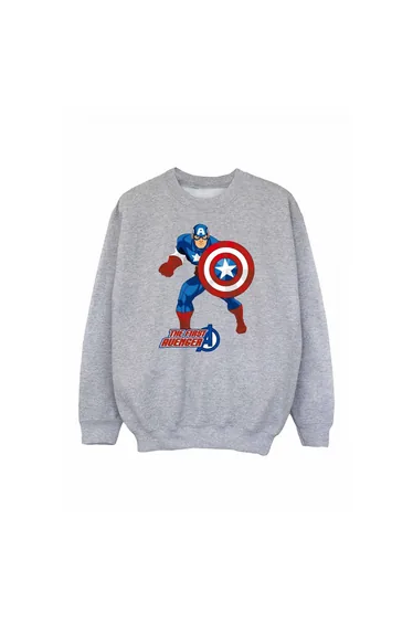 Captain America Boys The First Avenger Sweatshirt - Sports Grey/Blue/Red