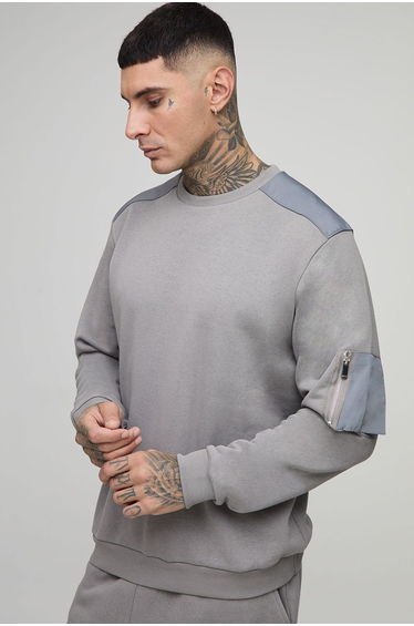 Tall Regular Fit Utility Sweatshirt - charcoal
