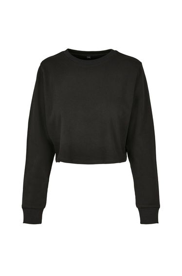 Womens/Ladies Terrycloth Crop Sweatshirt - Black