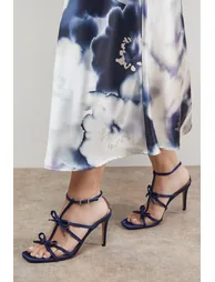 Dalpha Satin Bow Multi Strappy High Stiletto Heel Sandals - 1