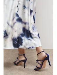 Dalpha Satin Bow Multi Strappy High Stiletto Heel Sandals - 2