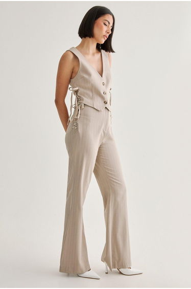 Pinstripe Tie Side Tailored Vest