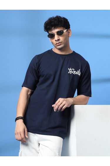 Men Oversized Back Graphic Print T-Shirt