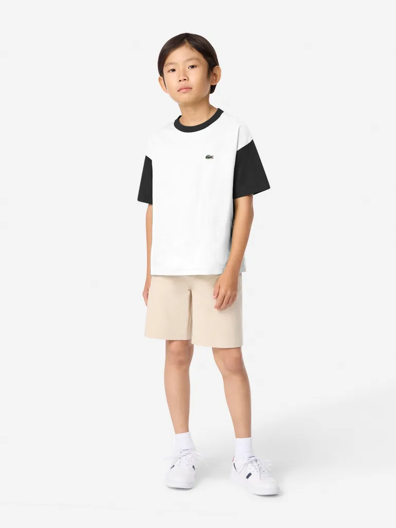 Lacoste Boys Colourblock Relaxed T-Shirt in Ivory