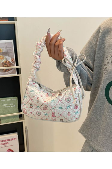 White Floral Print Shoulder Bag