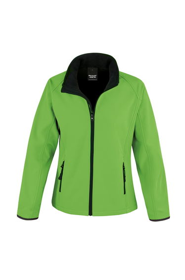 Result Womens/Ladies Core Printable Softshell Jacket - Vivid Green /Black