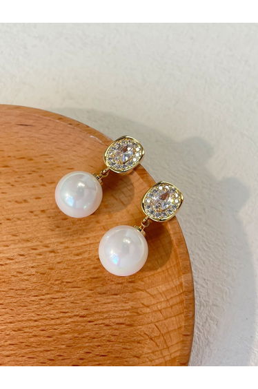 Gold Faux Pearl Embellished Earrings