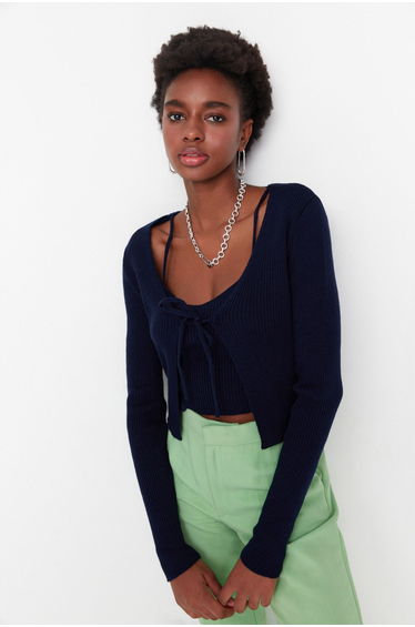 Cardigan - Navy blue - Slim fit