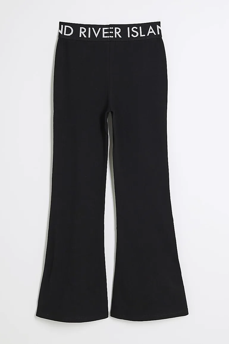 Girls Black Ri Waistband Flared Trousers - 3