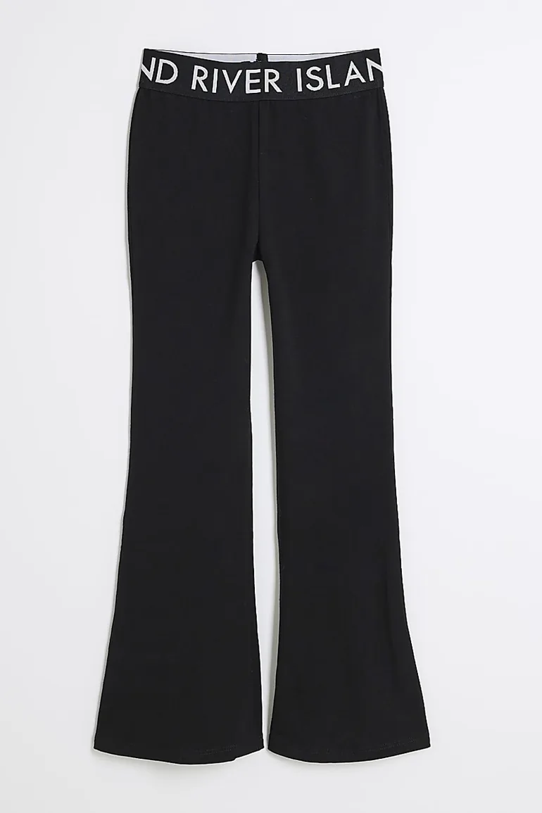Girls Black Ri Waistband Flared Trousers