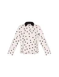 Monochrome Polka Dot Collar Detail Long Sleeve Rugby Top - 4