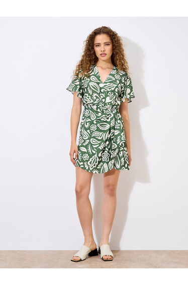 Floral Paisley Wrap Mini Dress
