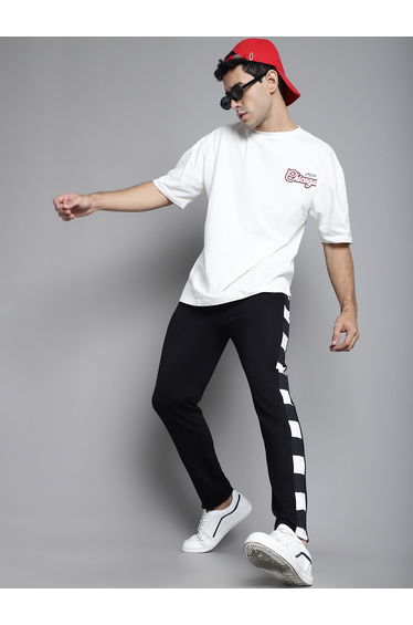 Men Black Side Stripe Joggers