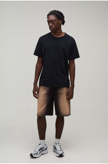 Relaxed Rigid Washed Denim jorts - brown