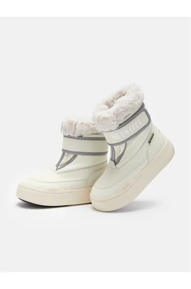 Moon Boot Girls JR Park Strap Boots in Ivory