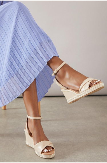 Wide Fit Richie Soft Twist Rope Detail Wedge Sandals