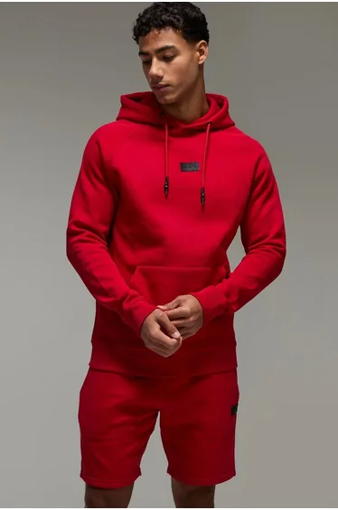 Man Active Regular Fit Hoodie & Short Tracksuit - red