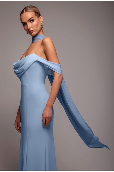 Chiffon Scarf - Dusky Blue by Goddiva