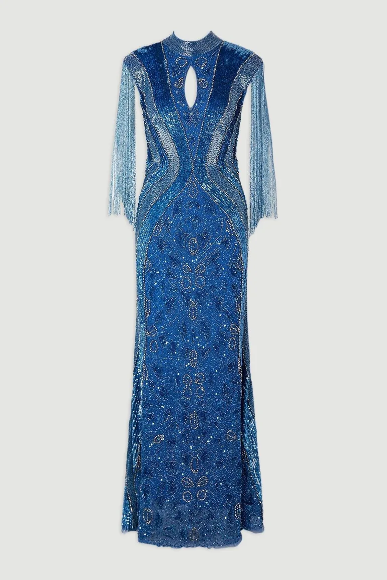 Premium Embellished Tassel Sleeve Woven Maxi Dress Karen Millen : Premium Dresses : VogaCloset Oman Premium Embellished Tassel Sleeve Woven Maxi Dress Karen Millen : Premium Dresses : VogaCloset Oman