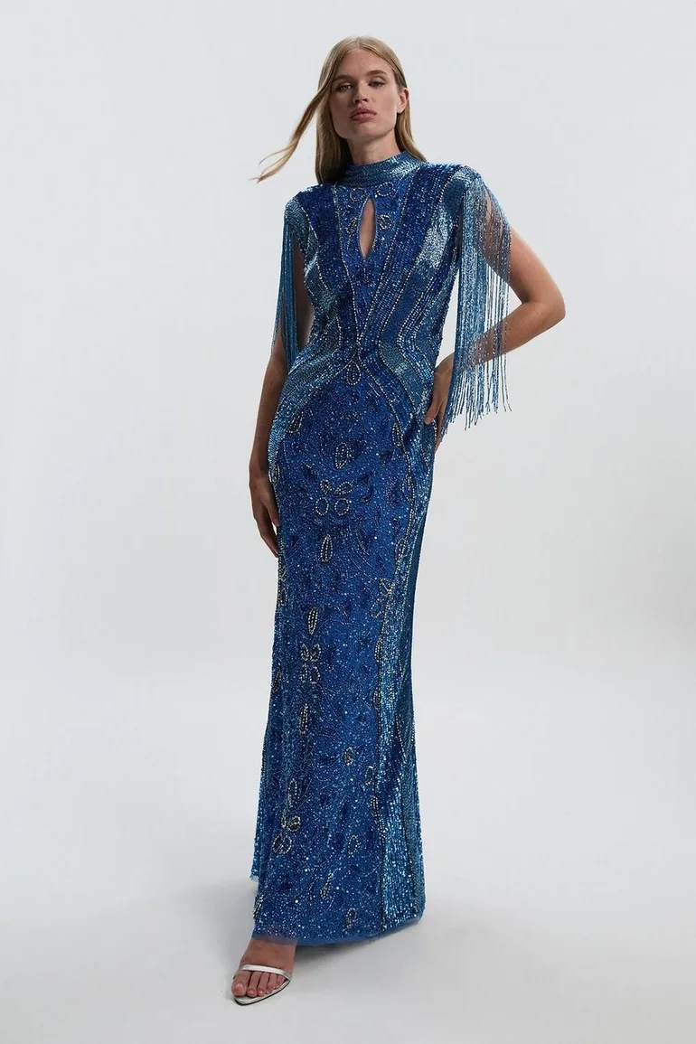 Premium Embellished Tassel Sleeve Woven Maxi Dress Karen Millen : Premium Dresses : VogaCloset Bahrain Premium Embellished Tassel Sleeve Woven Maxi Dress Karen Millen : Premium Dresses : VogaCloset Bahrain