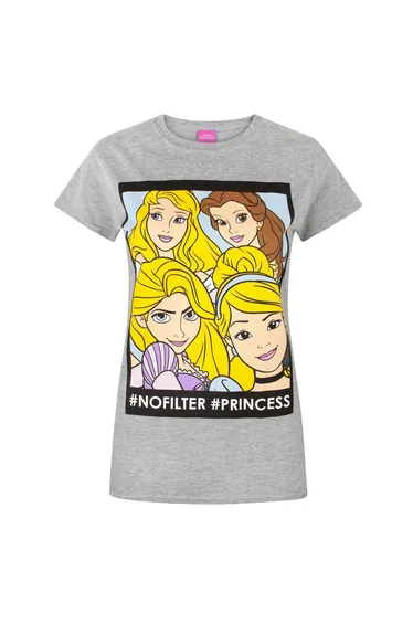 Disney Womens/Ladies Princess No Filter T-Shirt - Grey