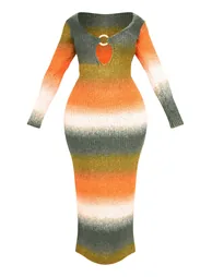 Bodycon Maxi Jumper Dress with Long Sleeve - 4