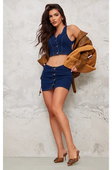 Indigo Western Style Denim Waistcoat