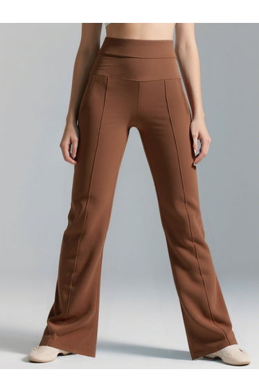Coffee Brown Wide Waistband Flare Joggers