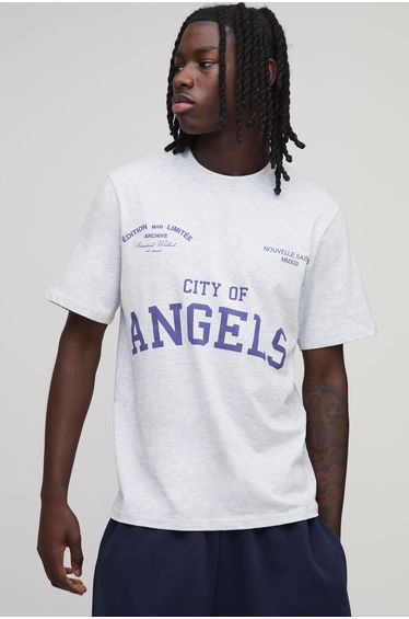 Ash Grey Regular City Of Angels T-shirt - ash grey
