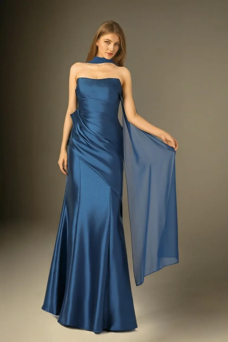 Lazurite Elegance Navy Strapless Dress