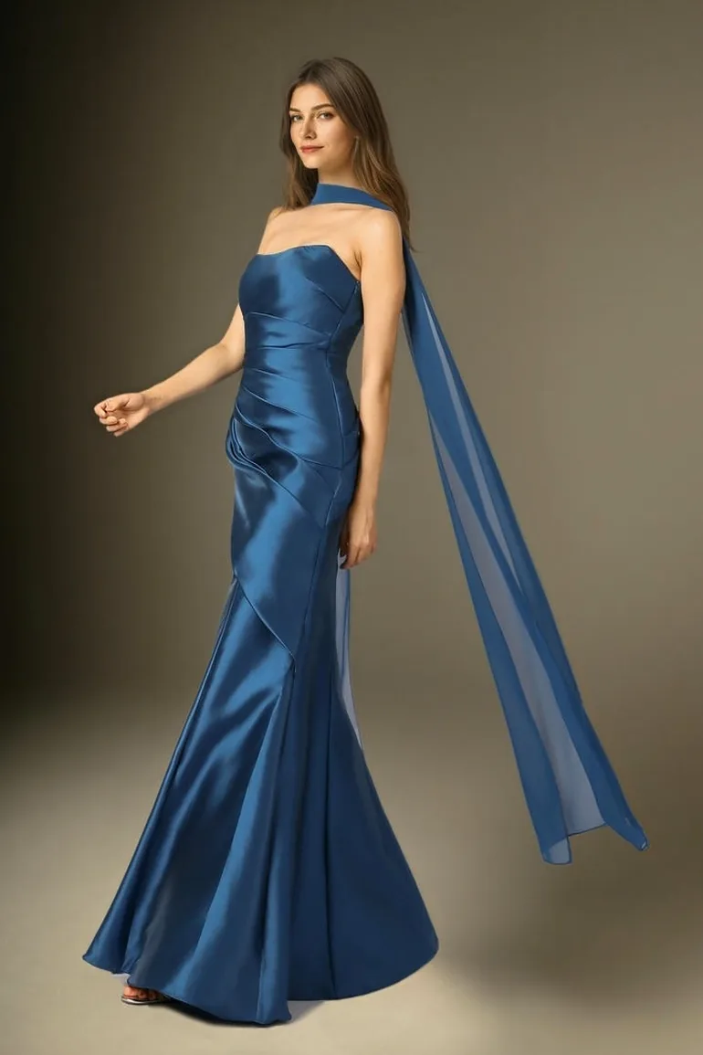 Lazurite Elegance Navy Strapless Dress - 1