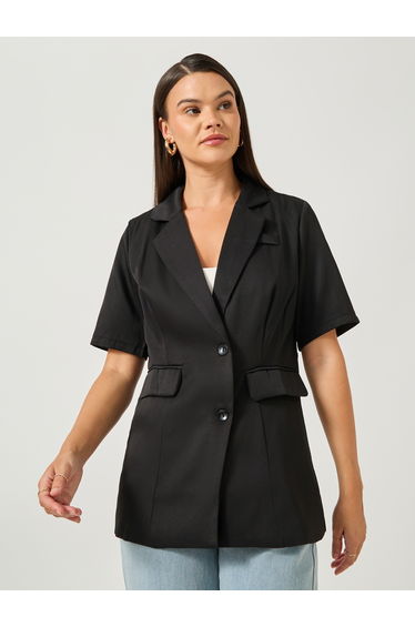 Regular Fit Short Sleeve Notch Label Blazer