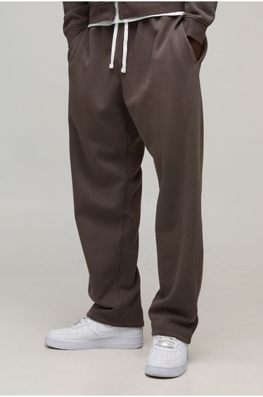 Essential Washed Baggy Drop Crotch Jogger - chocolate